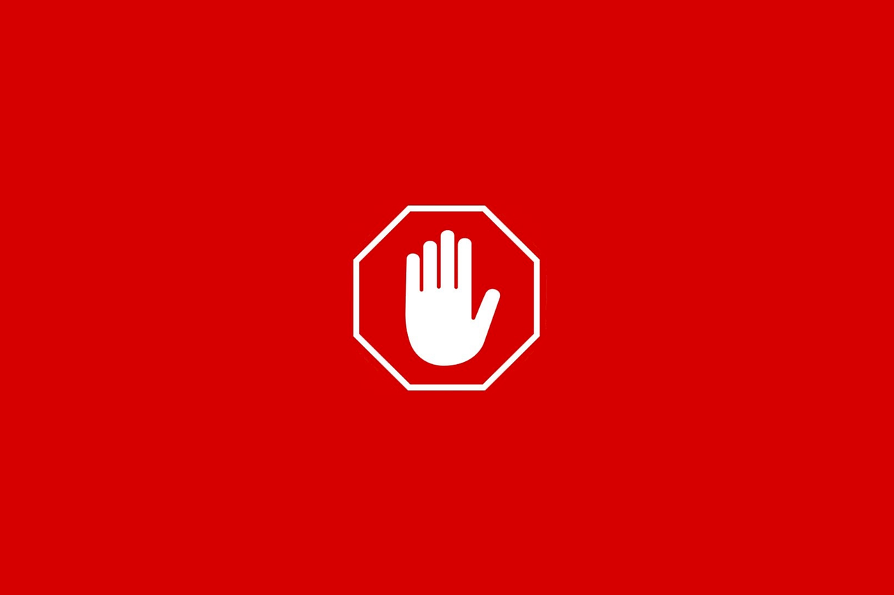 Logotyp som hänvisar till stoppförbud för reklam och digitala pop-ups.